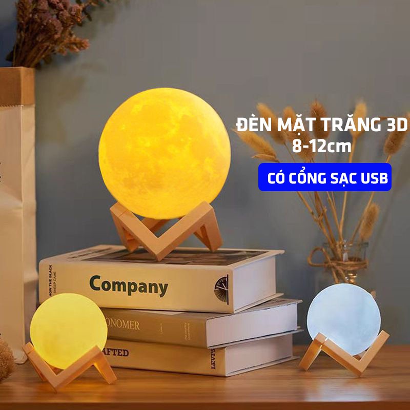 Đèn mặt trăng 3D, đèn ngủ để bàn dễ thương 12cm