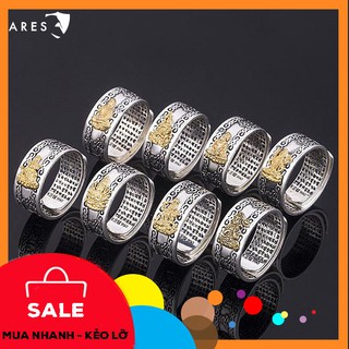 🔆Nhẫn Bạc 8 Vị Phật Độ Mạng Mạ V àng cho 12 con Giáp khắc Bát Nhã Tâm Kinh và Lục Đại Thần Chú từ Tây Tạng