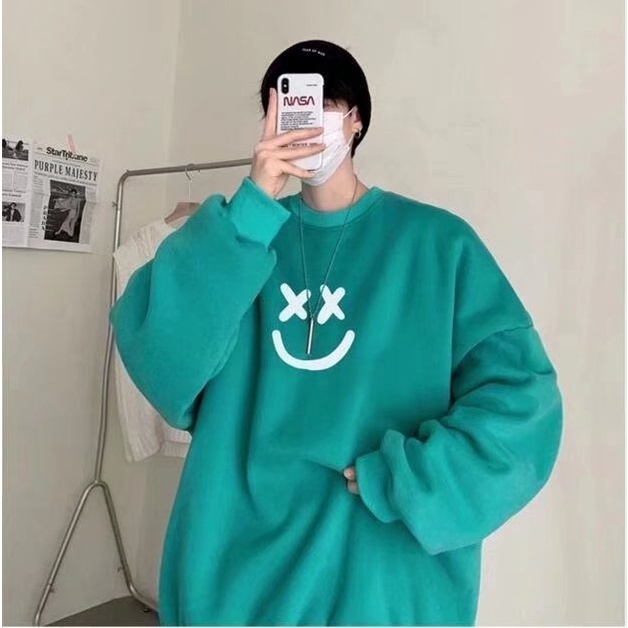 Áo sweater dài tay in hình mặt cười thời trang Hàn Quốc cho nam