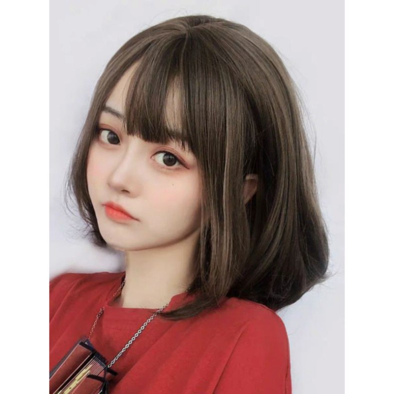 [Sẵn] Wig teen/lolita/cosplay M31 đen nâu M32 nâu (tóc giả nguyên đầu cúp vic ngang vai cute) tại MIU SHOP 01