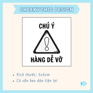 Cuộn 50,100,200 tem cảnh báo hàng dễ vỡ, tem dán lưu ý hàng dễ vỡ in sẵn 5x5 cm - mẫu 5