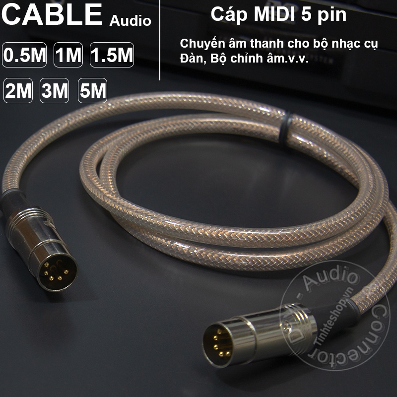 Cáp MIDI 5 pin DIY 0.5M đến 5M - Dây 2 đầu DIN 5pin đực cho Âm ly Nhạc cụ