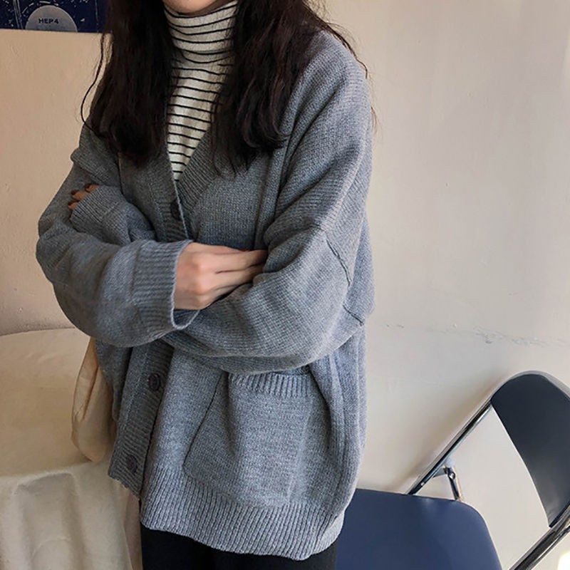 Áo Khoác Cardigan Dệt Kim Dáng Rộng Thời Trang Dành Cho Nữ