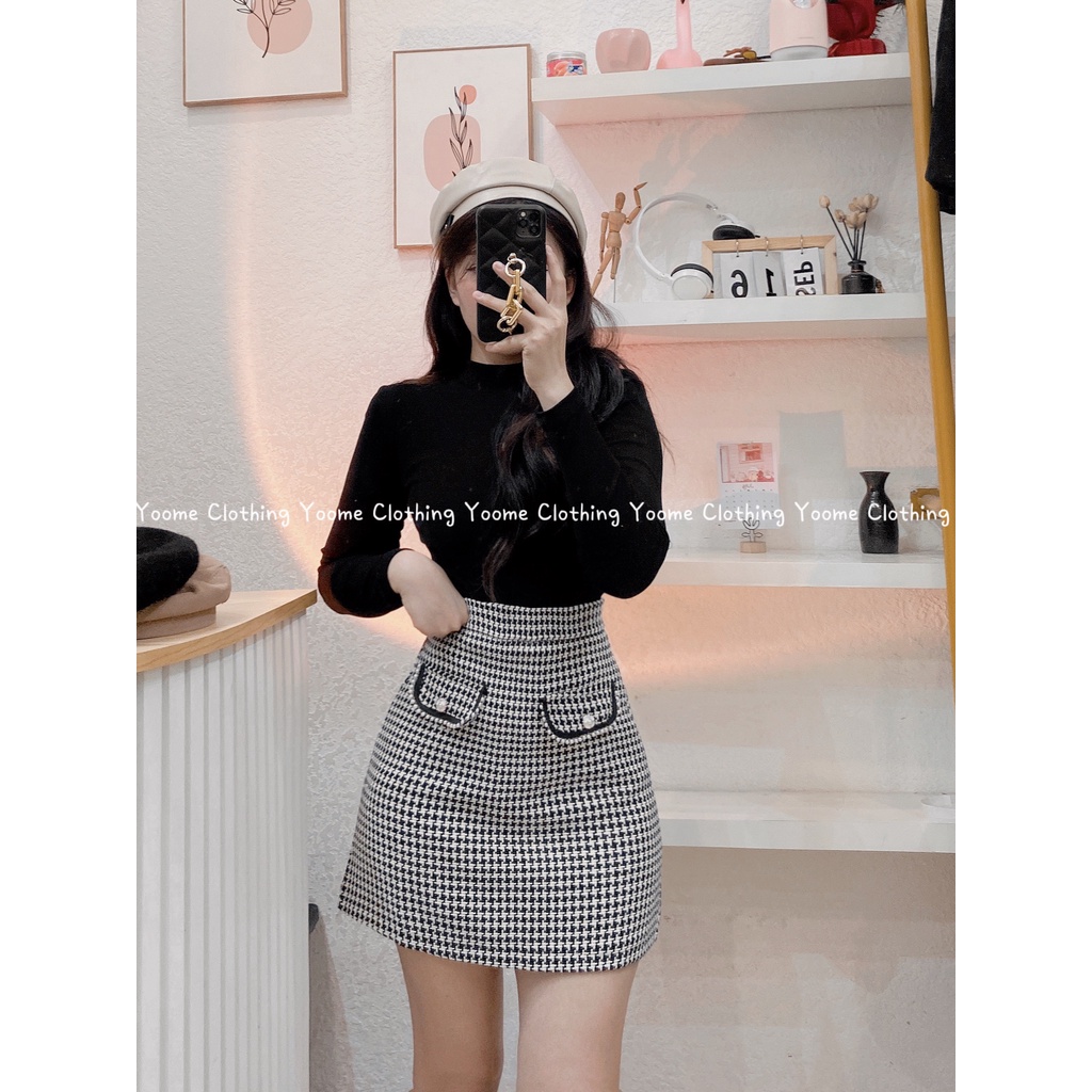 Áo croptop cổ tròn trơn tay dài cotton hàn yoome clothing