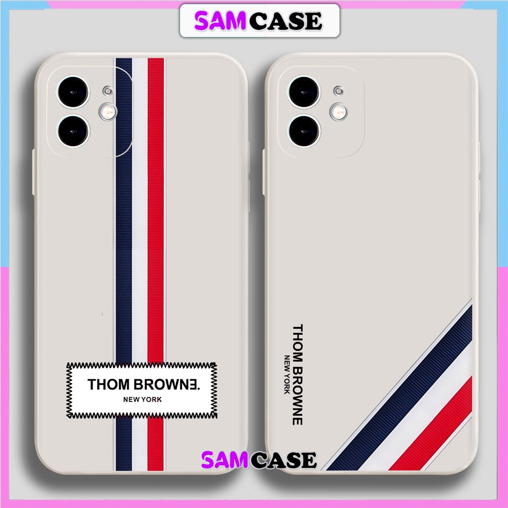 Ốp lưng iPhone 6/6s/7/8/X/XS/11/12/13 Pro Plus Max viền vuông chống sốc silicon mềm bảo vệ camera hình Thom Browne SC123