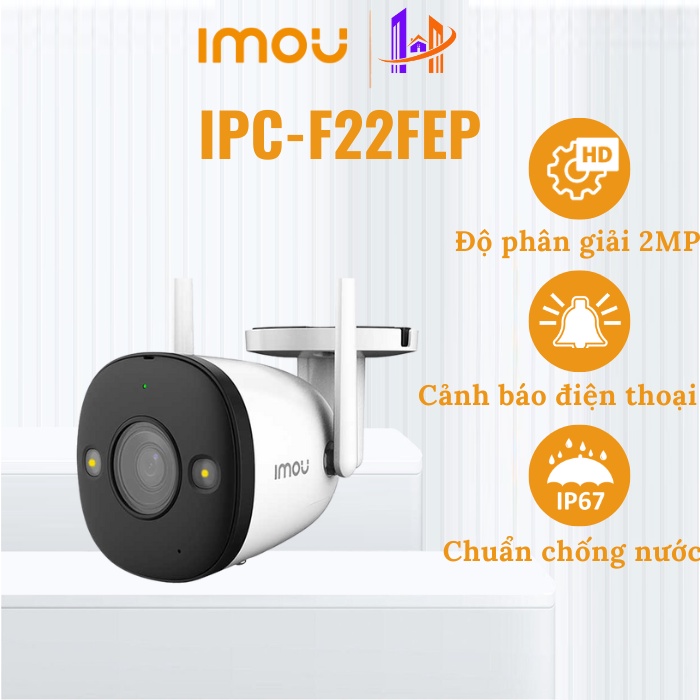 Camera an ninh Wifi IMOU IPC-F22FEP 2MP, Cảnh báo còi hú, Tầm nhìn ban đêm 30m, Chống bụi, chống nước IP67