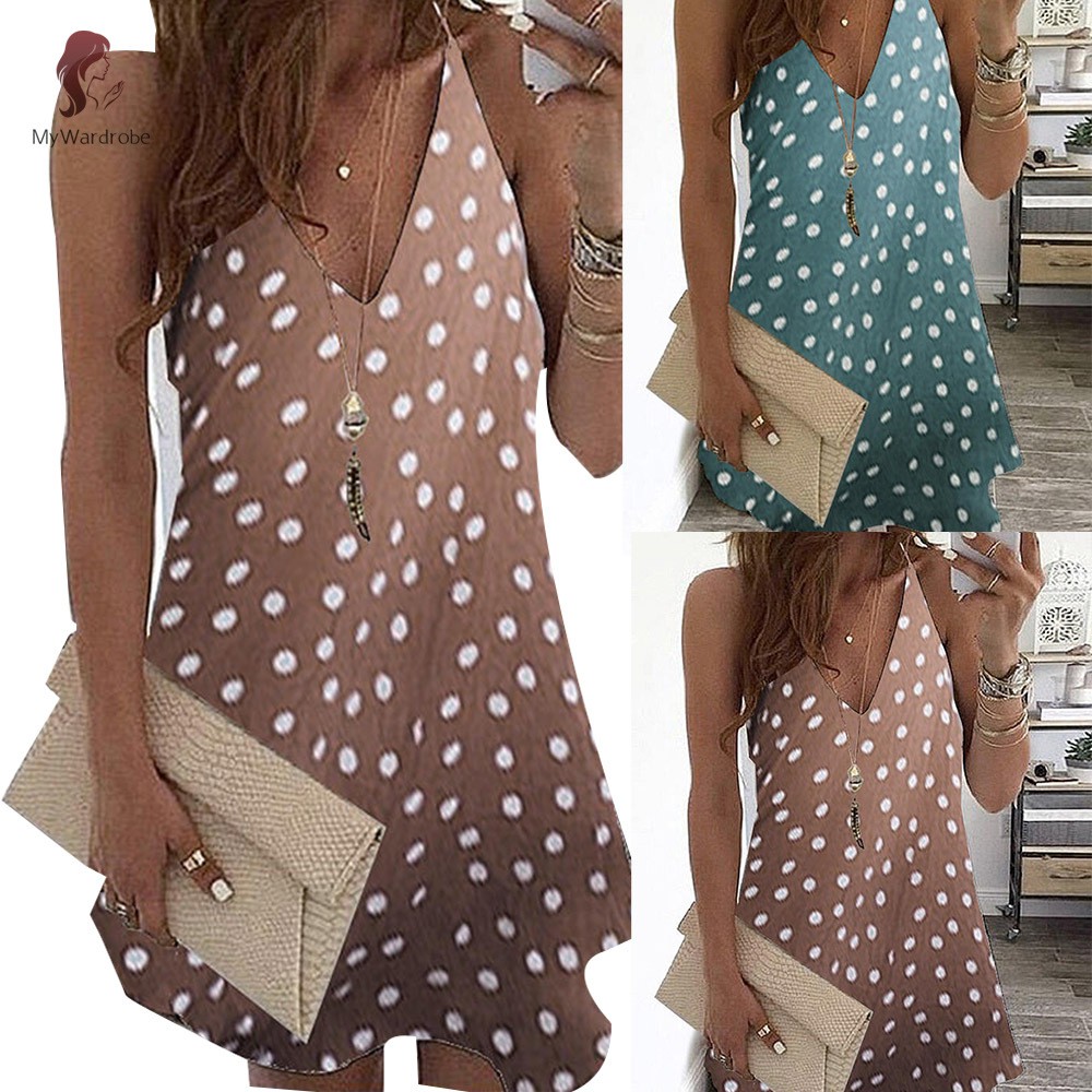 Đầm Maxi Hai Dây Họa Tiết Chấm Bi Thời Trang Dành Cho Nữ | BigBuy360 - bigbuy360.vn