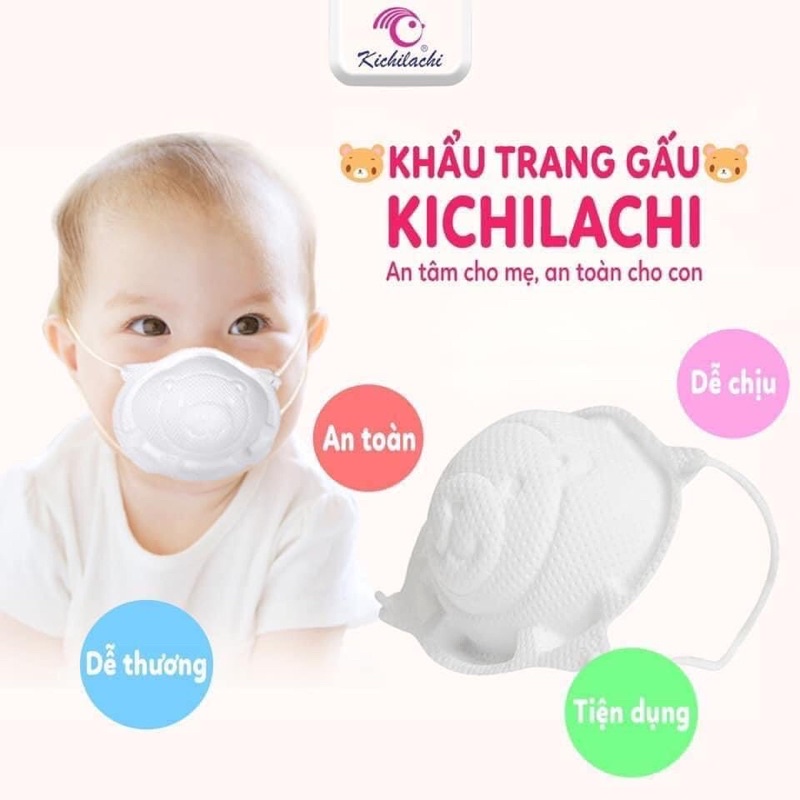 (Gói 3c ) Khẩu Trang Kichilachi cho bé từ 0-3 tuổi
