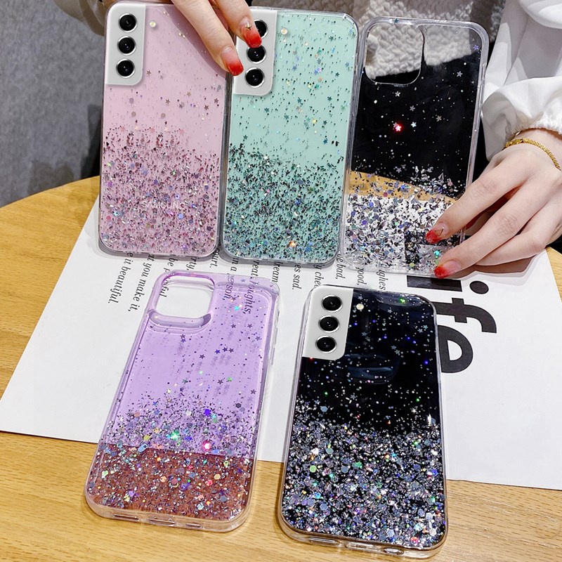 Ốp Điện Thoại TPU Mềm Trong Suốt Phối Kim Tuyến Cho Samsung Galaxy S21 FE S21 S22 Ultra S21 Plus S20 FE
