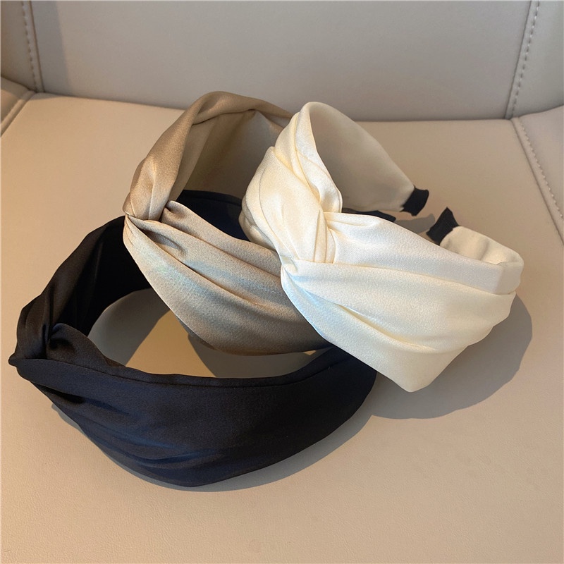 Băng Đô Cài Tóc Bản Rộng Màu Trơn Phong Cách Mới Mùa Hè 2022