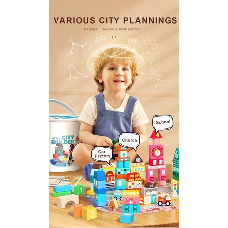 Đồ Chơi Gỗ Thông Minh Mideer City Blocks  , Đồ Chơi Trí Tuệ Dành Cho Bé Từ 2,3,4,5,6,7 Tuổi