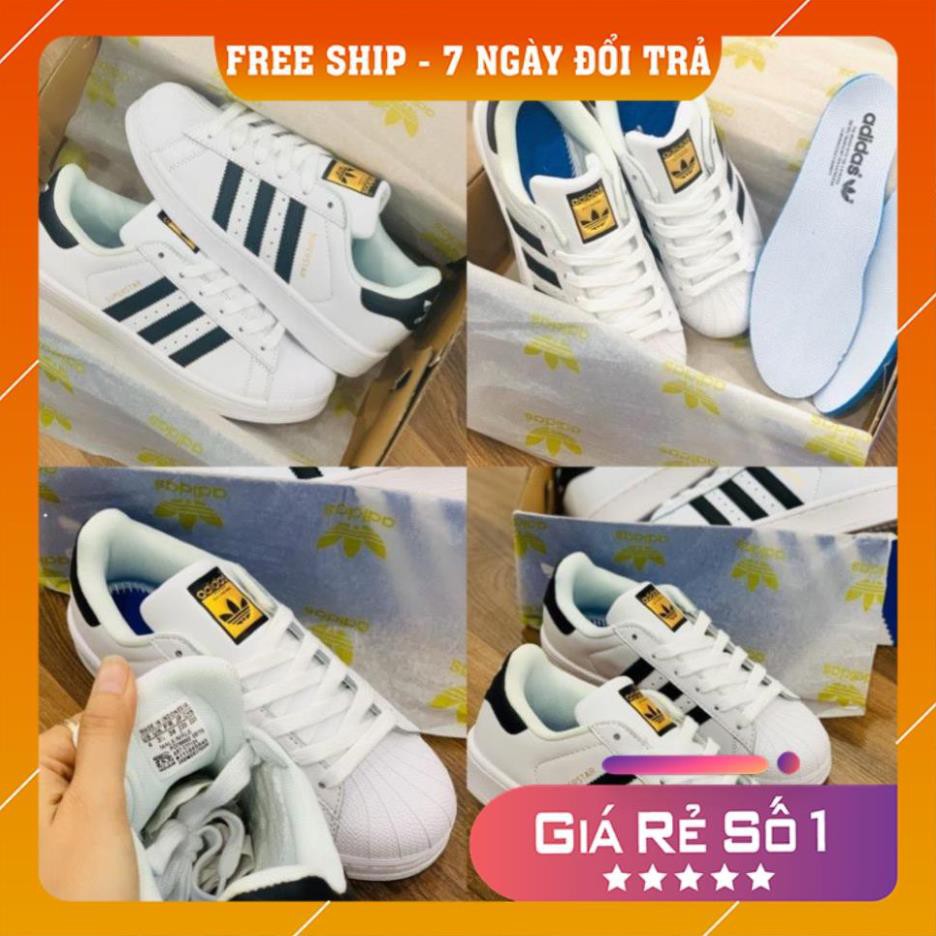 ⚡[SALE OFF] Giày Thể Thao SuperStar Sò Tem Vàng Trắng Sọc Đen Khuyến Mãi