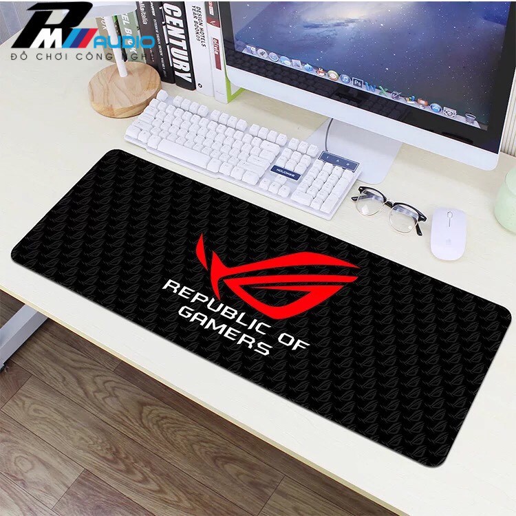 Lót chuột,pad chuột ASUS ROG,anime cỡ lớn,nhỏ 80x30x0,2cm bo viền chắc chắn,chống nước,chống bụi, thao tác chuột dễ dàng