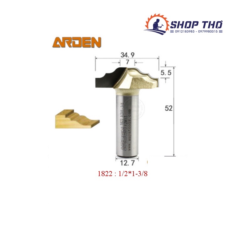 Mũi phay CNC pano cửa  ARDEN  1821, 1822, 1826, 1838