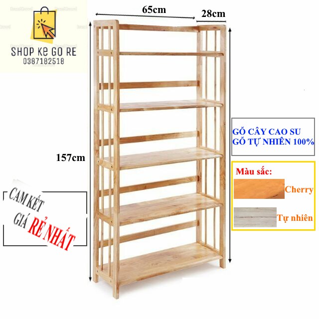 Kệ Sách Gỗ 5 Tầng Ngang 65cm