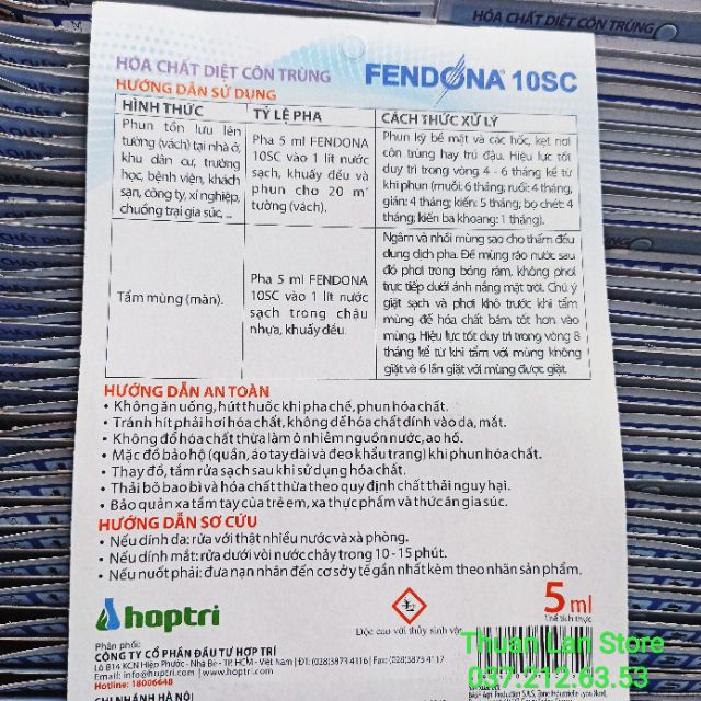 FENDONA 10SC - Thuốc Trị Kiến, Gián, Muỗi... gói 5ml