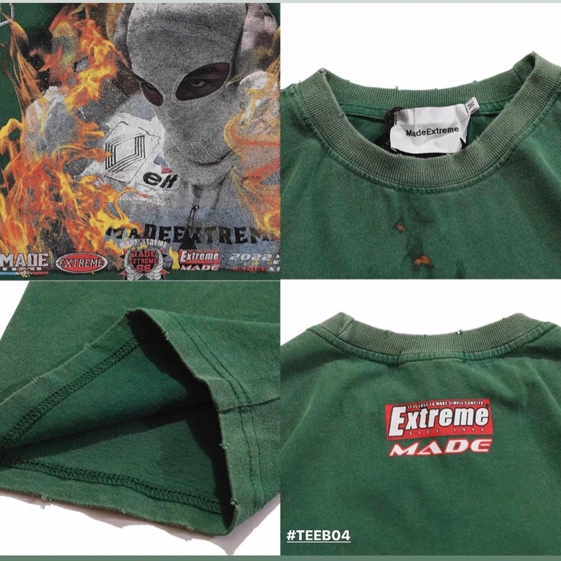 Áo phông denim wash MADE EXTREME chính hãng form rộng 3 màu xanh lá, đen, trắng