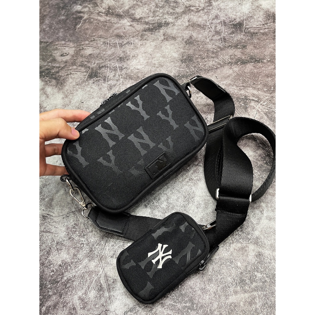 TÚI ĐEO CHÉO MLB SIDE BAG NEWYORK YANKEES CHẤT POLYESTE CAO CẤP, TÚI THỜI TRANG MLB1B80 MÀU ĐEN