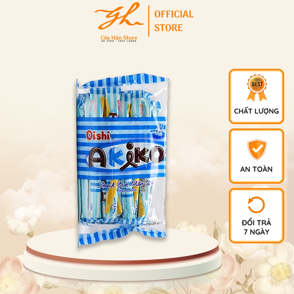 Bánh Snack Que Nhân Akiko Oishi Vị Socola, Vị Sữa Thơm Ngon Khó Cưỡng 160g
