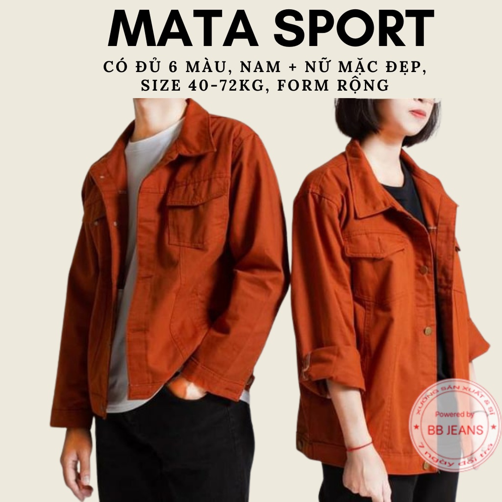 Áo Khoác KAKI Jean Nam Nữ màu ĐEN Unisex from rộng (rẻ vô địch) tại Mata