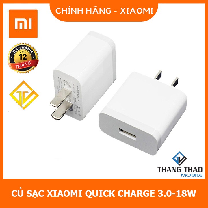 [Mã ELFLASH5 giảm 20K đơn 50K] Củ Sạc Nhanh Xiaomi Quick Charge 3.0 18W - Hàng chính hãng
