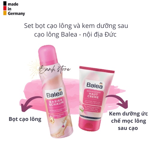 Set Bọt cạo lông & kem dưỡng ức chế mọc lông sau cạo Balea - nội địa Đức