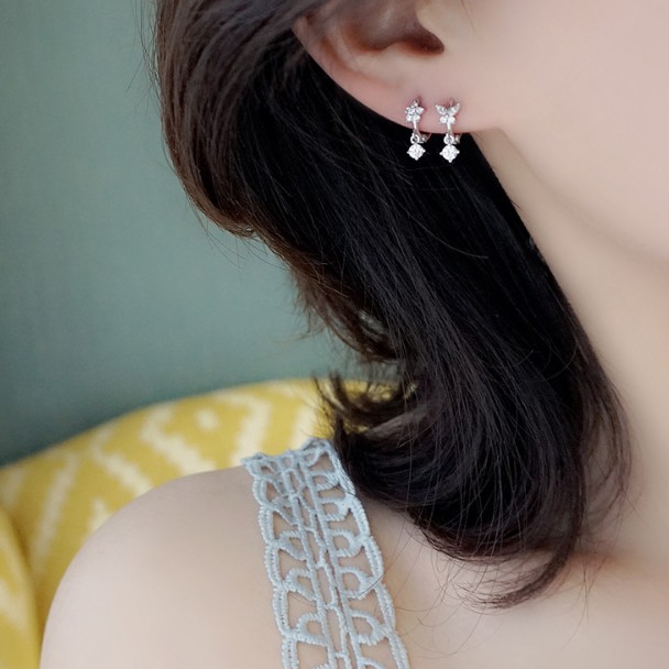 Bông tai bạc Tiệm bạc 21 Centimeters Tròn Flower ( Bán theo chiếc )