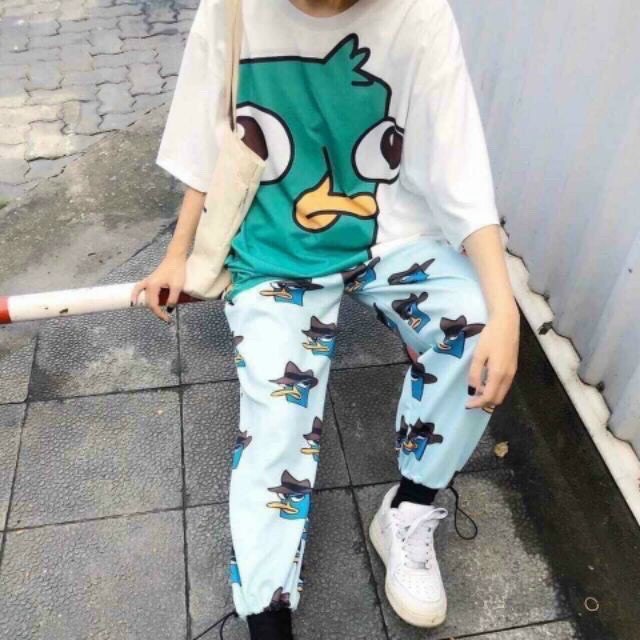 Quần loang 3d mẫu hoạt hình thằn lằn . với con vịt, có dây rút co giãn