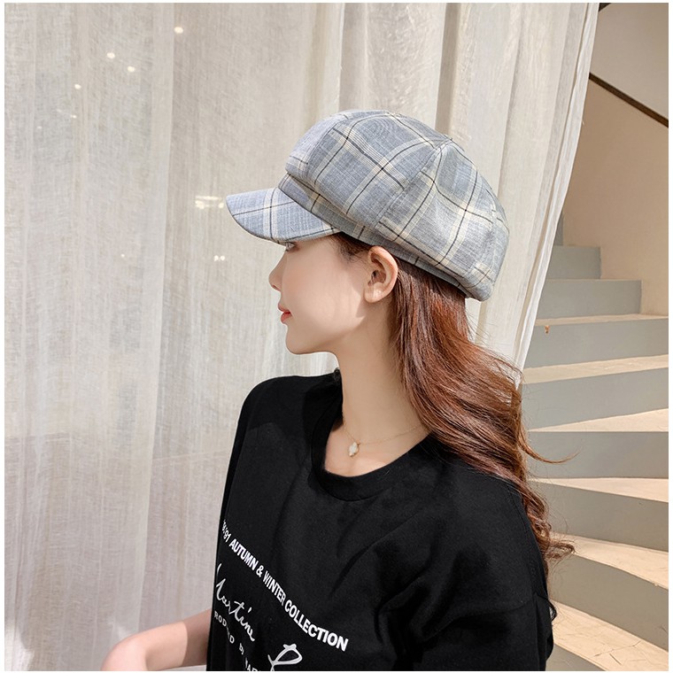 Mũ nồi Beret Sọc caro CAO CẤP kiểu lưỡi trai - N3270