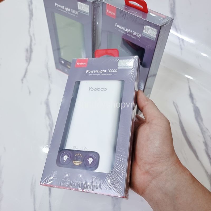 Sạc dự phòng chính hãng YOOBAO L20 Dung lượng 20000mAh sạc cực nhanh tích hợp 2 đèn led