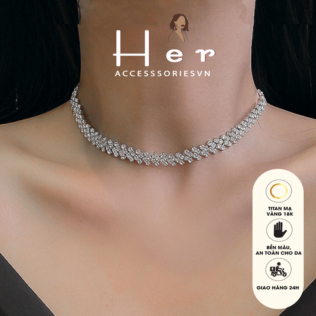 Choker nữ, Dây chuyền nữ, chocker đính đá dự tiệc sang chảnh, trang sức Her Accessories
