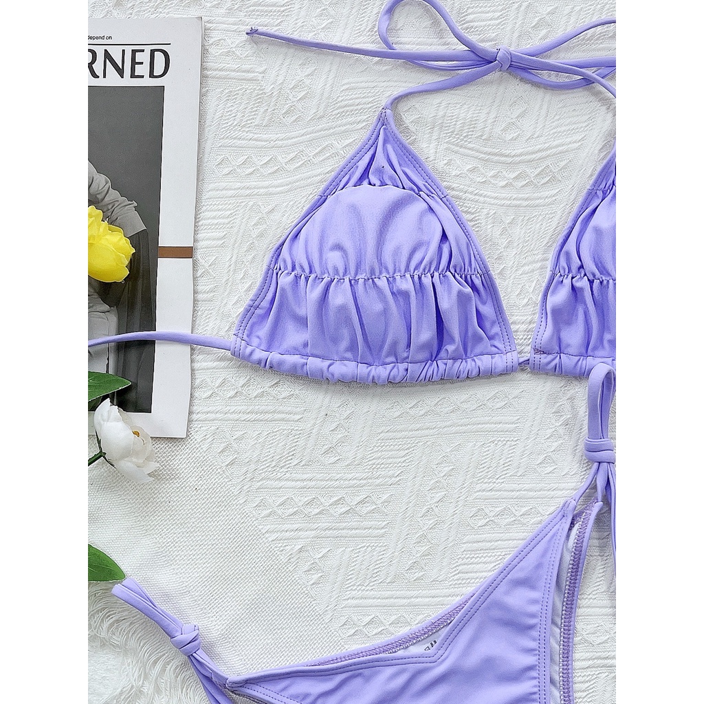 [BKN1620] &lt;ÂU&gt; SET BIKINI NHÚN NGỰC TÍM LILAC/RÊU/XANH COBALT QUẦN THONG/LỌT KHE