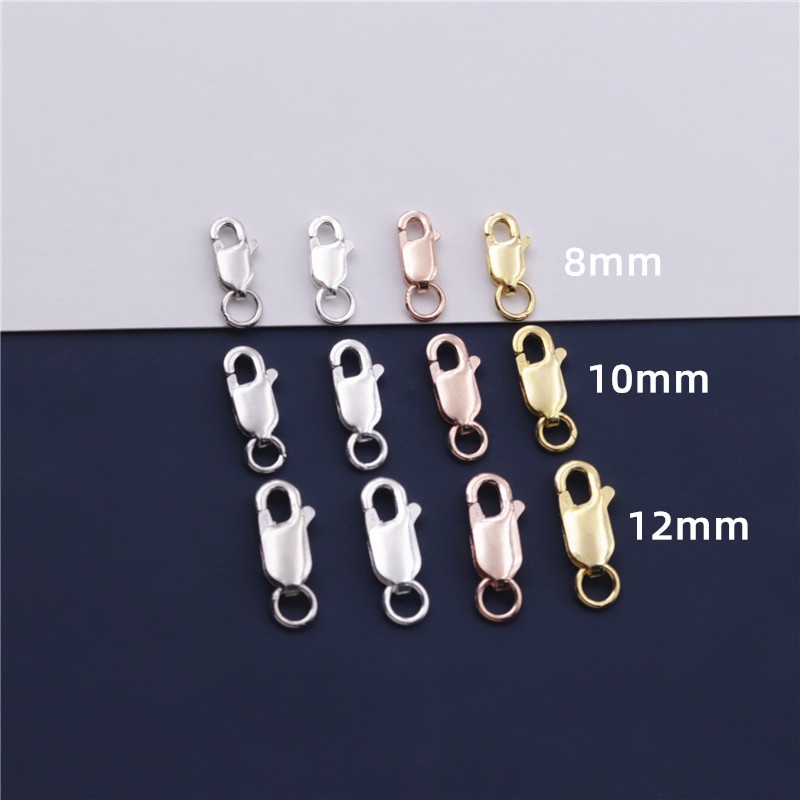 Khóa Lò Xo Bằng Bạc Sterling S925 Hình Chữ Nhật Dùng Làm Vòng Tay / Dây Chuyền Thủ Công DIY