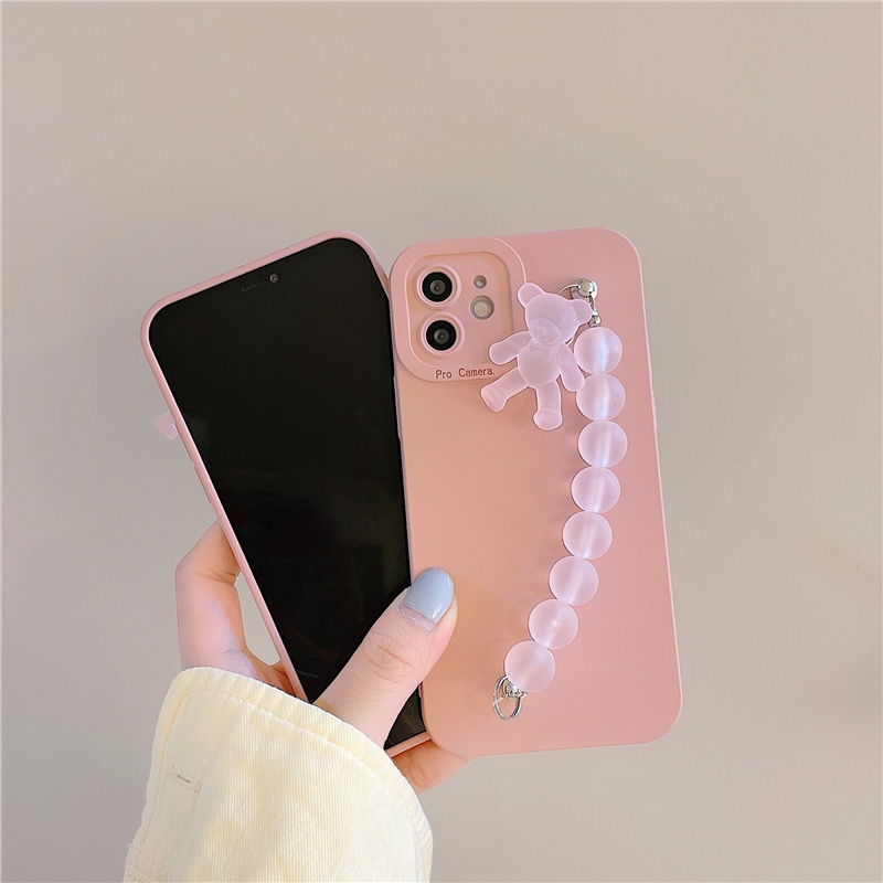 Pink Bear Bracelet Case Samsung A12 A13 A22 A23 A33 A53 A10 A10S A11 A20S A21S A31 A51 A71 A32 A52 A72 A50 A30S A50S A20 A30 A70 J2 J7Prime S22 S22Plus