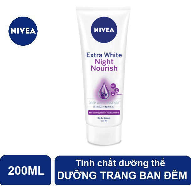 Tinh chất dưỡng thể dưỡng trắng NIVEA giúp phục hồi &amp; săn da ban đêm (200ml)