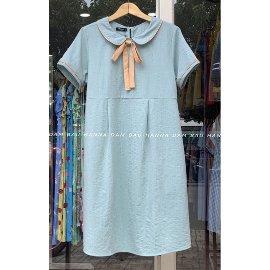 [SIZE 40-85KG] Đầm bầu công sở baby doll cổ lá sen dễ thương cho mẹ bầu trẻ VẢI LỤA ĐŨI CAO CẤP mềm mát ít nhăn