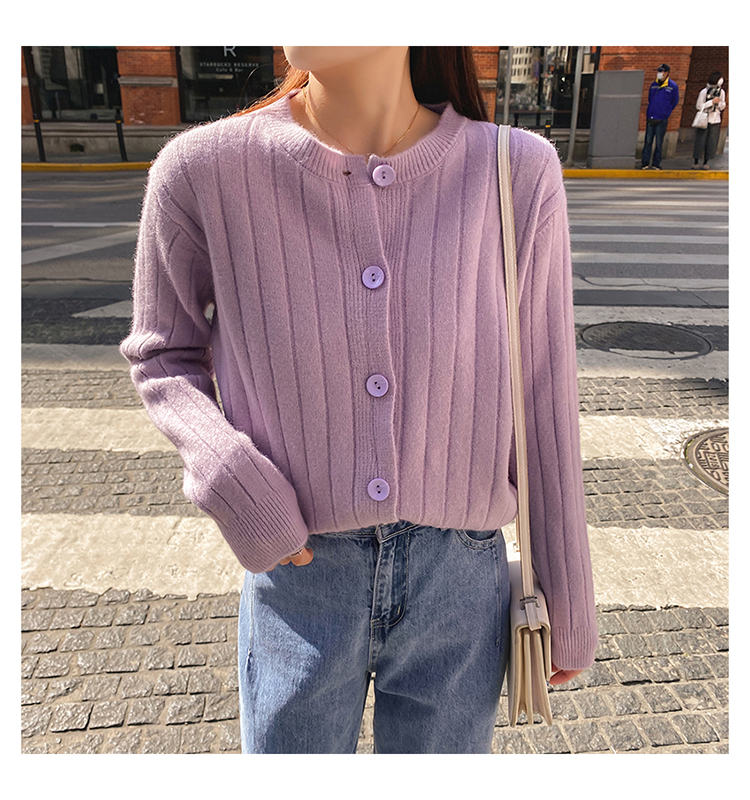 Áo len nữ Cardigan Dệt Kim Tay Dài Màu Trơn Thời Trang Mùa Thu