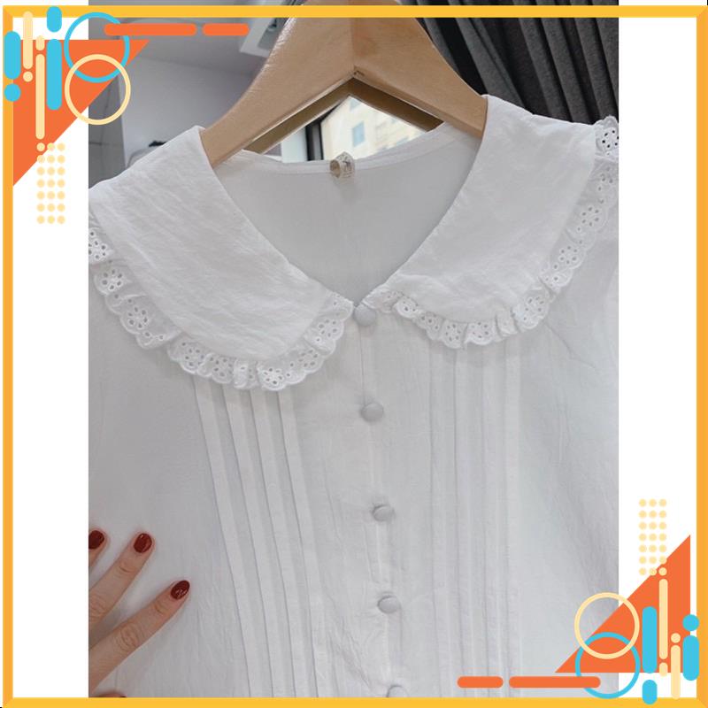 Sơ mi trắng cộc tay cổ sen thêu sơ mi tiểu thư tay ngắn MSP28560 | BigBuy360 - bigbuy360.vn