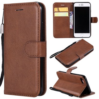 For iphone 7/8 Plain Leather Flip Wallet Stand Phone Case Cover