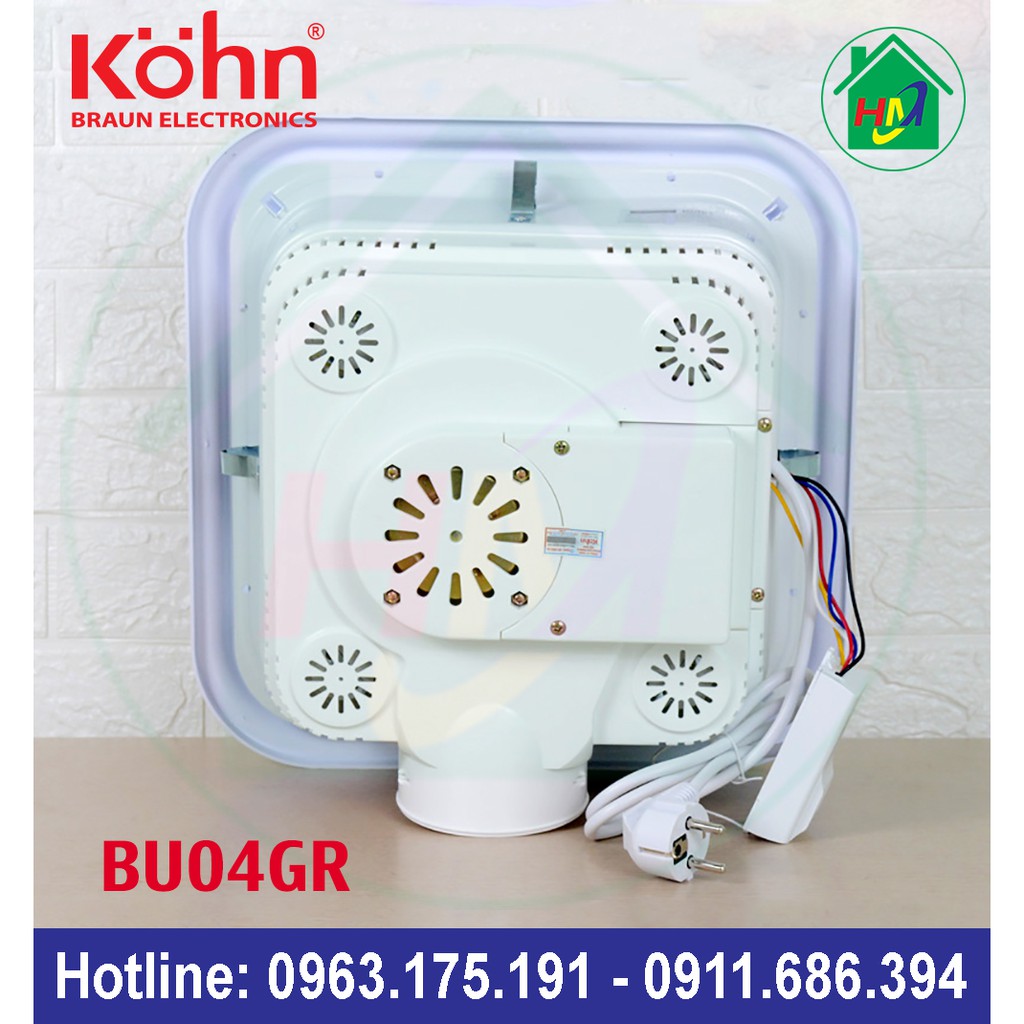 Đèn Sưởi Nhà Tắm 4 Bóng Âm Trần Kohn BU04GR Điều Khiển Từ Xa