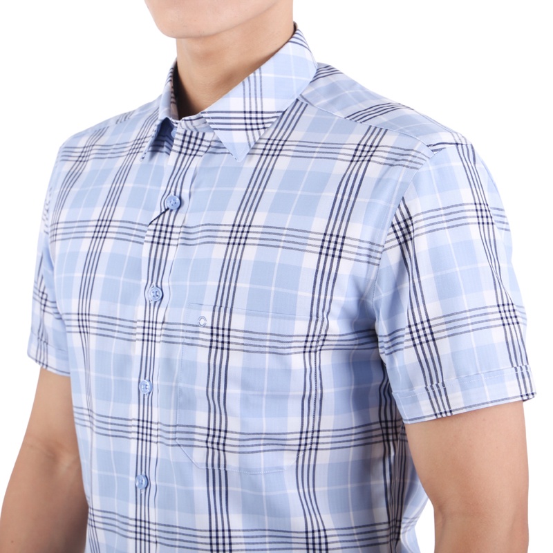 Áo sơ mi Ngắn tay Owen Lô hội Body Fit màu Xanh caro - BA22944NT