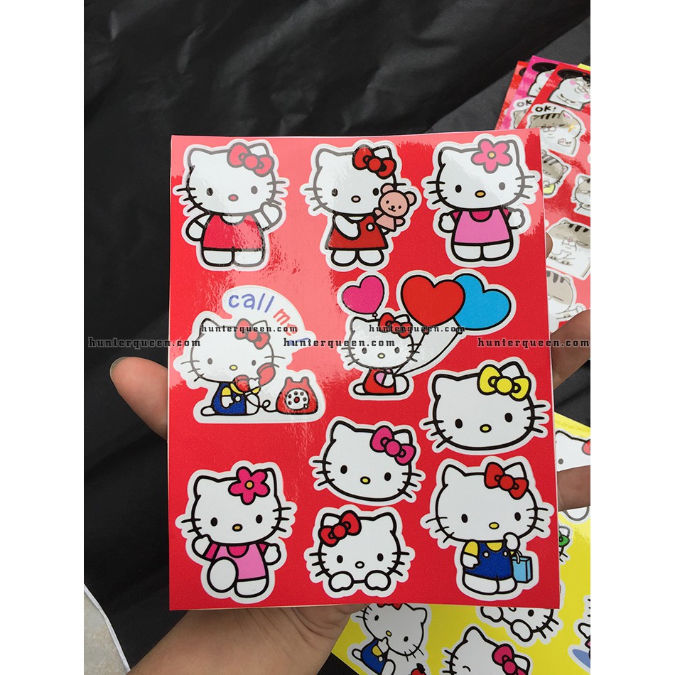 Bộ hình dán Hello Kitty. Logo trang trí, sticker đặt in theo yêu cầu, chống nước