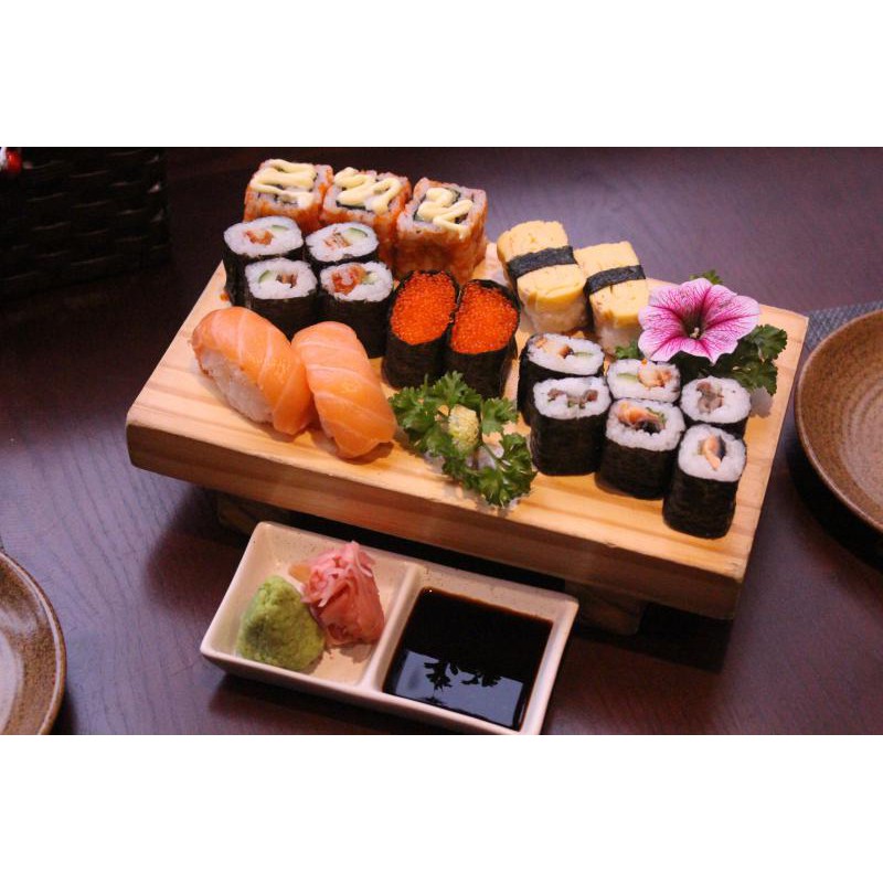 Thớt Sushi Sashimi Gỗ 25x15 cm, khay gỗ đựng Sushi Sashimi, khay gỗ trang trí Thực Phẩm, Bánh Ngọt, Hải Sản