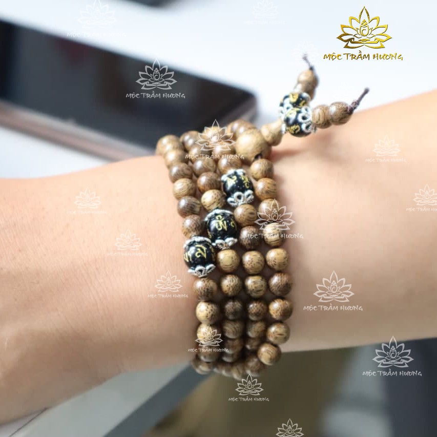 Vòng Tay Trầm Hương 108 Hạt Đính Đá Ngũ Sắc Trợ Mệnh Umani - Đá Mã Não Theo Mệnh | MTH JEWELRY