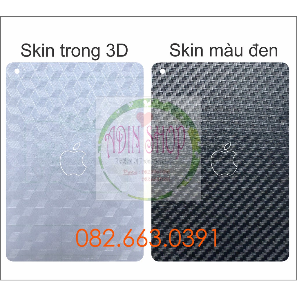 Miếng dán mặt lưng skin carbon ipad gen 5 6 7 8 9 7 màu sắc lựa chọn