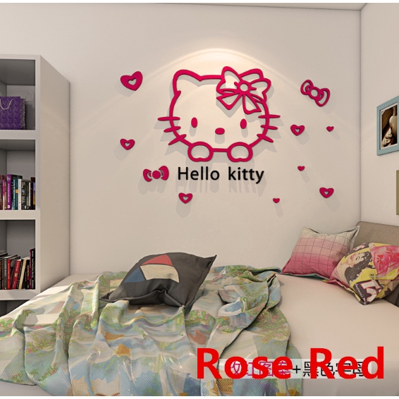 Nhãn dán trang trí tường nhà hình Hello Kitty