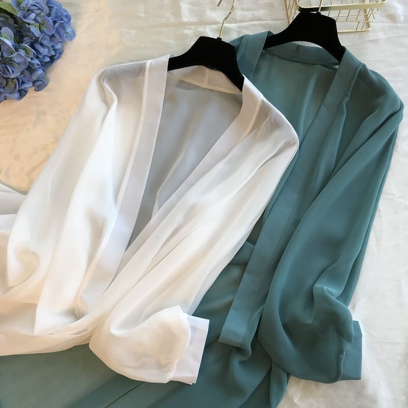 Áo Khoác Cardigan Chiffon Mỏng Dáng Rộng Dài Đi Biển Thời Trang Cho Nữ