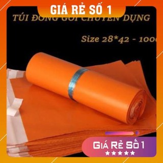 [RẺ VÔ CỰC]  Túi đóng hàng PE 100 cái size 28*42cm màu cam bóng  (túi niêm phong, chống nước) th	ay thùng carton