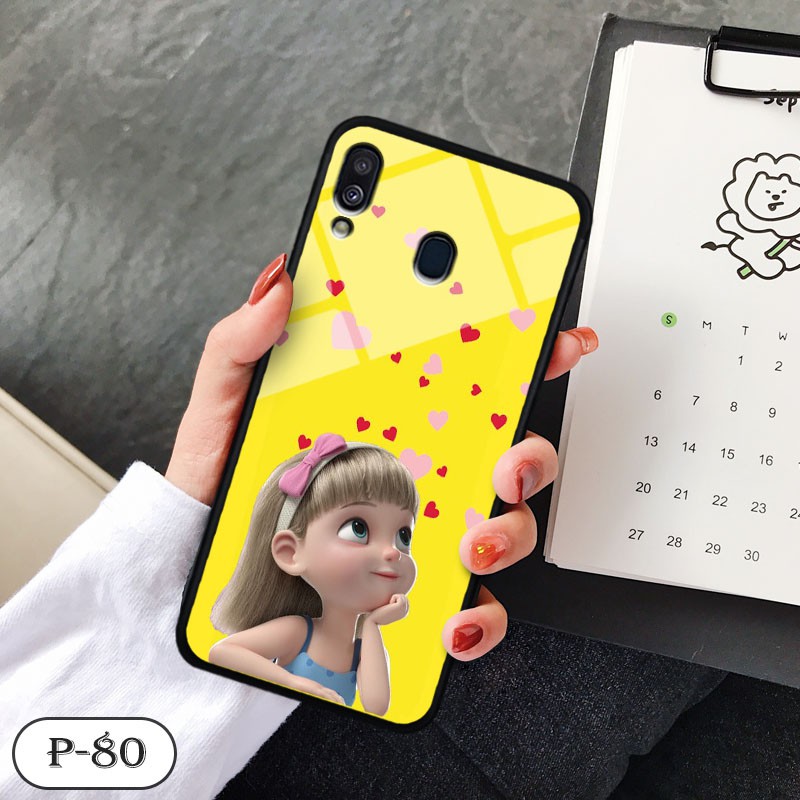 Ốp lưng kính 3D Samsung A40- hình cute