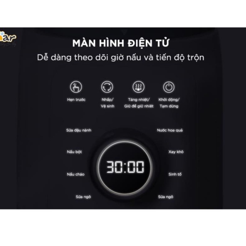 Máy Làm Sữa Hạt Đa Năng - Sữa  Đậu Nành - Xay Sinh Tố - Bear PBJ-B10U5 1,5L- 8 Chế Độ Chức Nắng_Bảo Hành Chính Hãng1 Năm